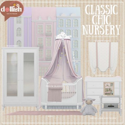 Classic Chic Nursery Collection | Patreon Sims 4 Cc Nursery Furniture Patreon, Baby Cc Sims 4 Furniture, Sims4 Nursery Cc, Sims 4 Infant Nursery Cc, Sims 4 Cc Furniture Free Download, Sims 4 Nursery Cc Patreon, Ts4 Nursery Cc, Ts4 Furniture Cc Patreon, Sims 4 Infant Room Cc