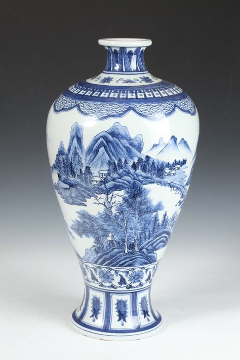 CHINESE BLUE AND WHITE PORCELAIN MEIPING, Yongzheng mark, 20th Century. - 1 Traditional Chinese Porcelain, Chinese Porcelain Pattern Blue And White, Qinghua Porcelain, Chinese Porcelain Pattern, Chinese Blue And White Porcelain, Porcelain Print, Chinese Porcelain Vase, Color Me Mine, Blue And White Vase