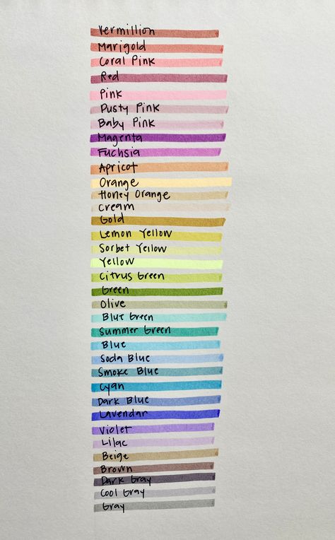 all Mildliner color names - full collection Highlighters Markers Study, Mildliner Highlighters Color Combos, Mildliner Highlighters Notes, Mildliner Swatches, Midliners Highlighters, Mildliner Color Combos, Pen Name Ideas, Mildliner Art, Swatches Ideas