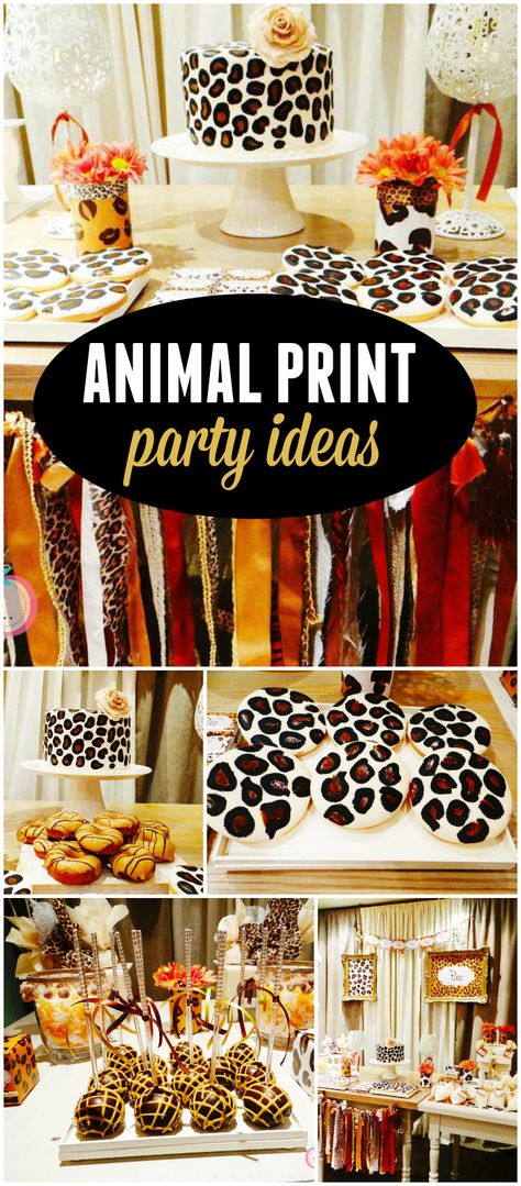 What a "wild" party! Lots of different animal prints! See more party ideas at CatchMyParty.com! Animal Print Birthday Party, Cheetah Birthday Party, Cheetah Party, Cheetah Birthday, Leopard Print Party, Macan Tutul, Leopard Birthday, Leopard Party, Animal Print Party