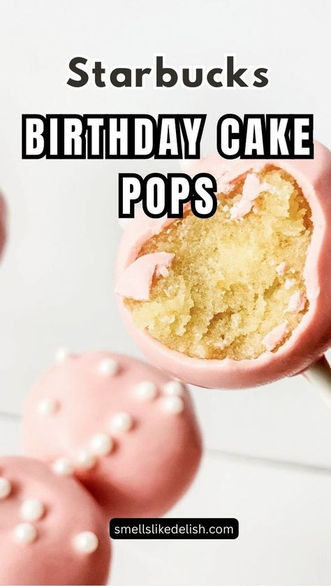 This copycat Starbucks Birthday Cake Pop recipe 
allows you to recreate those iconic treats in your own kitchen. These 
cake pops feature a 'from-scratch' moist vanilla cake center dipped in a
 vibrant pink candy shell and finished with a sprinkle of festive white 
sugar pearls. 
Fun to make and perfect for 
parties, bake sales, or a sweet after-school treat, these copycat 
Starbucks Birthday Cake Pops are sure to be a crowd-pleaser. Cake Pop Recipe From Scratch, Cake Pop Flavor Ideas, Starbucks Birthday Cake Pops, Cake Pops Recipe From Scratch, Frozen Casserole Recipes, Starbucks Birthday Cake, Cake Pop Recipes, Birthday Cake Pop, Starbucks Cake Pops