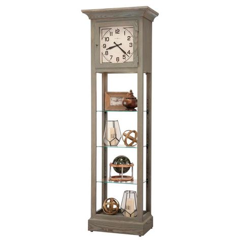 Quartz Flooring, Clock Display, Howard Miller, Grandfather Clock, Antique Wall Clock, Floor Finishes, Metal Shelves, Grey Wood, Transitional Design