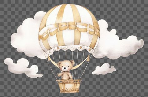 Bear Hot Air Balloon, Bear With Balloons, Air Ballons, Balloon Pictures, Baby Teddy Bear, Baby Teddy, Baby Illustration, Baby Bear, Hot Air Balloon