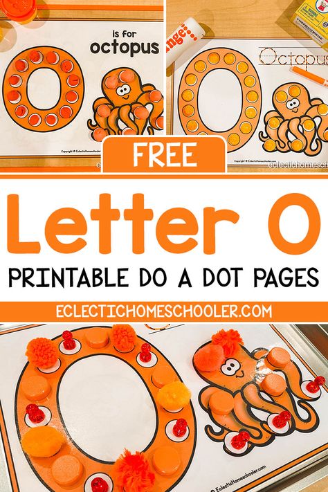 Letter O Printable, Letter C Printable, O Is For Octopus, Letter O Activities, Letter C Activities, Letter C Crafts, Abc Patterns, The Letter C, Dot Worksheets