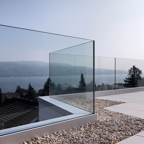 .. Glass Balcony Railing, Pagar Modern, Glass Railing Deck, Glass Handrail, Frameless Glass Balustrade, Glass Fence, Glass Balcony, Balcony Railing Design, Farmhouse Landscaping