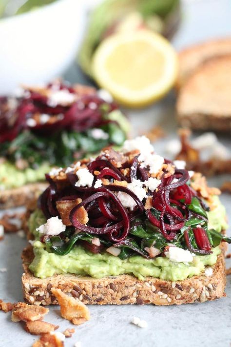 Spiralized Beets, Beet Noodles, Avocado Toasts, Brunch Party Recipes, Avocado Dessert, Clean Breakfast, Chard Recipes, Paleo Dishes, Avocado Toast Recipe