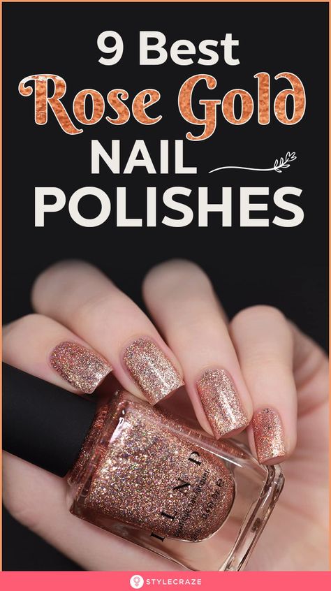 Rose Gold Short Nails, Rose Gold Pedicure, Rose Gold Nail Ideas, Rose Gold Glitter Nails, Rose Gold Metallic Nails, Gold Holographic Nails, Rose Gold Manicure, Gold Toe Nails, Nails Rose Gold