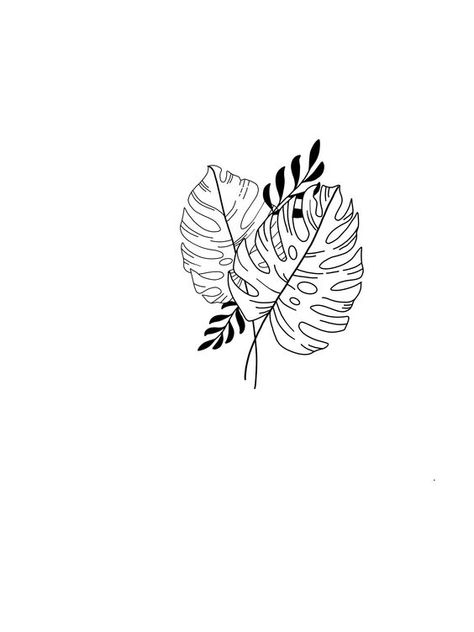 Palm Leaf Tattoo Minimalist, Montesera Plant Tattoo, Monster Plant Tattoo, Monsters Plant Tattoo, Plant Tattoo Outline, Monstera Leaf Tattoo Design, Monsters Leaf Tattoo, Calathea Tattoo, Minimal Plant Tattoo