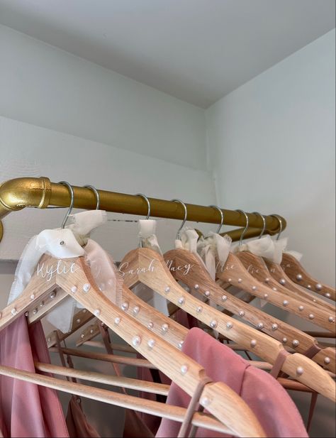 pearl bridesmaid dress hangers Bridesmaid Wooden Hangers, Pearl Bridesmaid Hanger, Hangers Bridesmaids, Bridesmaid Hangers Diy, Julia K Crist, Bridesmaids Hangers, Pearl Hangers, Bridesmaid Dress Hangers, Pearl Hanger