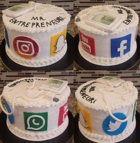 Social Media Theme Cake, Social Media Theme Party, Social Media Cake, Youtube Birthday, 8 Birthday, Cake Printing, Candy Crafts, Theme Cake, 8th Birthday