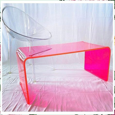 Coffee Table Sets - Buy while it is still available - So take action immediately! Click to visit! Pink Acrylic Table, Neon Acrylic Decor, Neon Interior Design, Neon Rug, Neon Furniture, Acrylic Tables, Pink Coffee Table, Neon Table, Neon Home Decor