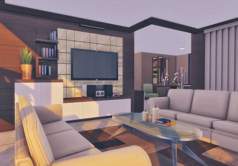 𝓜𝓪𝓻𝓶𝓮𝓵𝓪𝓭 on Instagram: “My new project where I'm using only items from base game is coming soon on my YouTube channel. 😉 ____________ Мой новый проект где я…” Sims 4 Living Room Ideas, Sims 4 Living Room, Mod Living Room, Living Room Sims 4, Sims 4 Kitchen, House Flippers, Sims 4 House Plans, Sims Ideas, Sims 4 House Design