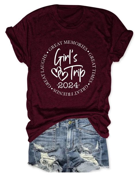 Funny Vacation Shirts, Travel Tshirt, Trip Shirts, Burgundy Shirt, Funny Travel, Girls Trip Shirts, Travel Tees, Summer Camping, Travel Humor