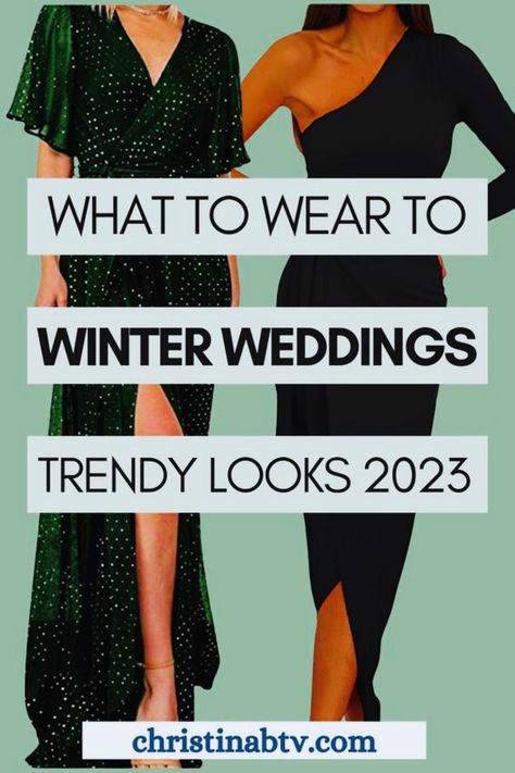 Looking for winter wedding guest outfit ideas? Stay warm and stylish with these cold formal looks. From classy to semi-formal attire, this blog post has all the inspiration you need. Explore outdoor-friendly dresses and elegant options for the 2023 and 2024 wedding season. Find the perfect ensemble to make a statement and keep cozy at your next winter wedding! Best Wedding Guest Dresses Winter, Dress For A Wedding Guest Winter, December Formal Wedding Guest Dress, Winter Wedding Cocktail Dress Guest, December Wedding Guest Dress Classy, Winter Dresses Wedding Guest, Wedding Dresses Guest Winter, Wedding Guest 2023 Outfit, Formal Wedding Guest Dress Fall 2023