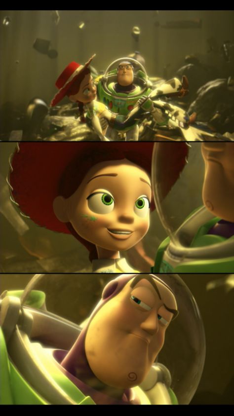 Buzz and Jessie   Buzz saving/carrying Jessie and she's swooning Buzz And Jessie, Jessie And Buzz, Story Wallpaper, Disney Romance, Disney Princess Wedding, Jessie Toy Story, Silly Puppets, Hedgehog Movie, Disney Animated Movies