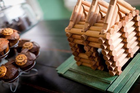 Lincoln Logs - table decoration for Abe Lincoln birthday party theme Abraham Lincoln Themed Party, Lincoln Log Birthday Party, Abraham Lincoln Birthday, Lincoln Birthday, 50th Wedding Anniversary Party, Abe Lincoln, Lincoln Logs, Wedding Anniversary Party, Presidents Day