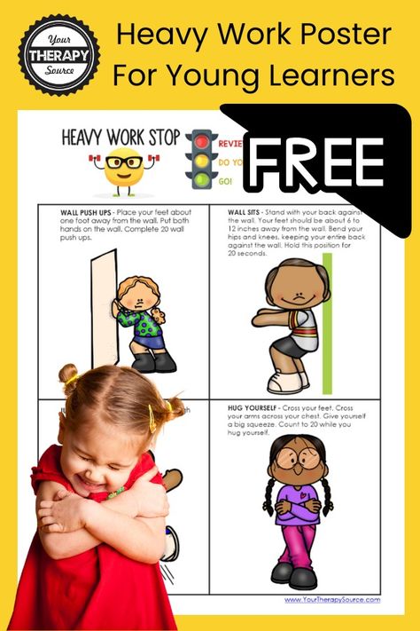 Heavy Work Activities - Free Printable - Your Therapy Source Heavy Work Activities For Toddlers, Heavy Work Activities For Kids, Heavy Work Activities, Proprioceptive Activities, Physical Education Curriculum, Oral Motor Activities, Proprioceptive Input, Sensory Seeker, Sensory Diet