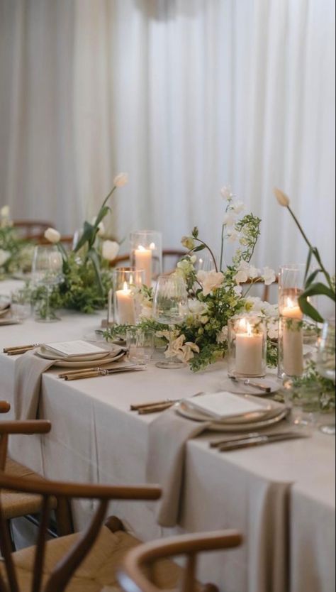 White Vs Ivory Table Linens Wedding, Wedding Dining Table Decor, Hydrangea Wedding Centerpieces, Private Ceremony, Tucson Wedding, Dinner Setting, Wedding Tablescape, 28th Birthday, Dad's Birthday