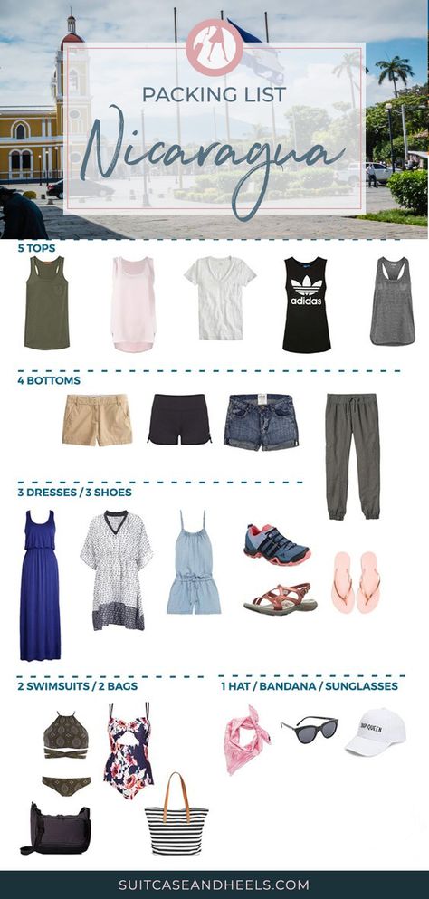 Everything you need to put together outfits for one to two weeks in Nicaragua. Nicaragua Travel Outfits, Nicaragua Outfits, Put Together Outfits, Luggage Organizer, Vacation 2024, Nicaragua Travel, Capsule Wardrobe Casual, Packing Guide, Birthday Trip