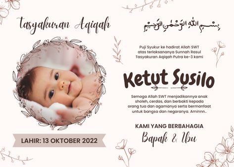 Tasyakuran Aqiqah, Undangan Aqiqah, Background Undangan, Microsoft Office Word, Office Word, Printable Invitation Templates, Fun Birthday Party, Logo Design Art, Powerpoint Template Free