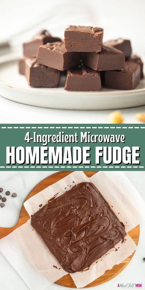 Homemade Fudge is a decadent dessert meant to be shared! Everyone loves this rich, silky chocolate fudge and you will love how easy it is to make! Made in the microwave with just 4 ingredients, this easy fudge recipe turns out creamy, rich, and perfectly sweet. Easy Microwave Fudge, Microwave Mug Recipes, Microwave Fudge, Homemade Fudge Recipes, Fudge Recipes Easy, Homemade Fudge, Fudge Easy, Mug Recipes, Chocolate Fudge