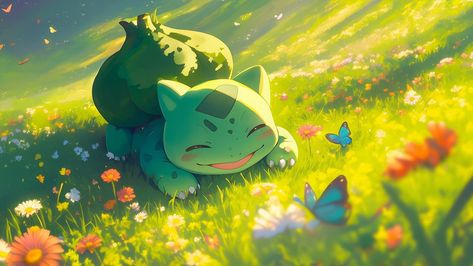 Free Bulbasaur Spring Meadow Butterflies Desktop Wallpaper 4K Bulbasaur Wallpaper, Desktop Wallpaper 4k, Holiday Meme, Desktop Wallpaper Free, Pokemon Show, 4k Desktop Wallpapers, Pokemon Mew, Pokemon Bulbasaur, Pokemon Starters