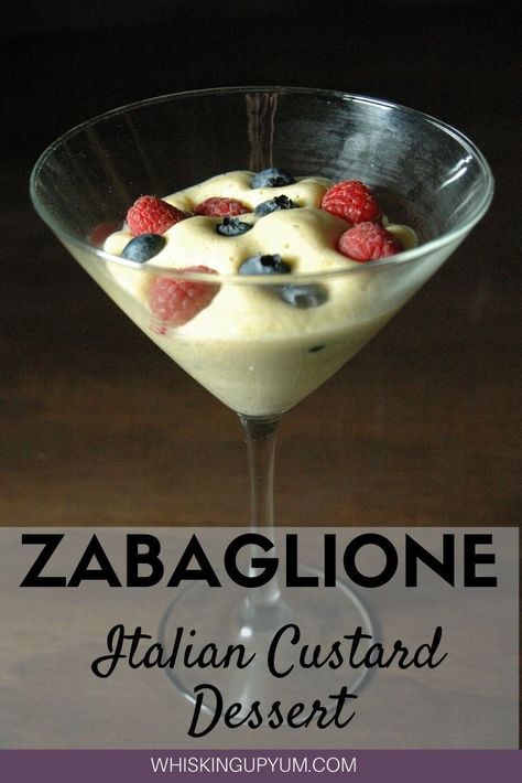 This easy Zabaglione recipe is a great Italian Custard Dessert. | Classic Zabaglione Recipe | Easy custard recipe | Easy zabaglione dessert | Zabaglione with fresh berries recipe | Classic Italian Custard Dessert | zabaglione recipe marsala wine | authentic zabaglione recipe | zabaglione recipe custard | zabaglione recipe easy | easy dessert recipe | no bake dessert recipe | dessert recipes easy | homemade dessert | zabaione | zabaione ricetta | authentic zabaione recipe | homemade baking Wine Berry Recipes, Italian Custard Desserts, Italian Custard Recipe, Easy Custard Recipe, Zabaglione Recipe, Custard Recipe Easy, Italian Treats, Italian Custard, Easy Custard