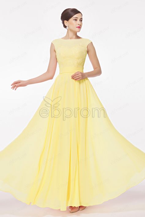 Prom Dresses With Lace, Prom Dresses Long Modest, Modest Prom Dresses, Yellow Bridesmaid, Applique Skirt, Dresses With Lace, Yellow Bridesmaid Dresses, Yellow Bridesmaids, Modest Dresses Casual