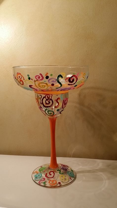 Margarita Glasses Diy, Glass Painting Diy, Margarita Glass Painting, Painting Diy Easy, Canvas Painting Party, Glass Painting Art, Wine Glass Painting, Party Painting, Glass Painting Designs