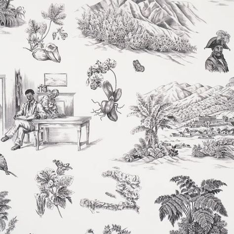 Schumacher Victor Glemaud Toile Wallpaper Roll by Victor Glemaud | Perigold Toussaint Louverture, Victor Glemaud, Wallcovering Pattern, Toile Wallpaper, Scenic Wallpaper, Native Flowers, Wallpaper For Sale, Scale Pattern, Hospitality Projects