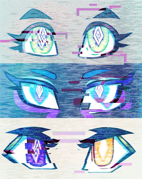 Glitching Drawing, Shiny Eyes Drawing, Glitch Oc Design, How To Draw Glitch, Glitch Character Design, Robot Eyes Drawing, Glitch Powers, Glitch Effect Art, Netrunner Art