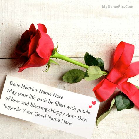 Best Rose Day Greeting With Name Rose Day Card, New Year Wishes For Lover, Card For Love, New Year Wish, New Year Wishes Messages, Status Wallpaper, Gd Morning, Rose Day, Happy New Year 2016