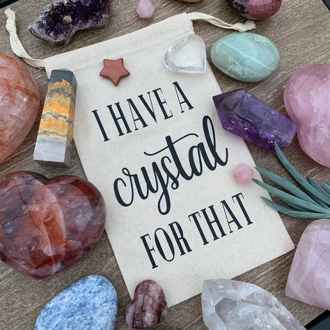 I have a Crystal for that Pouch | Crystal bag | Gift Bag | Party Favor | Muslin Pouch | Crystal Lover | Crystal Healing | Crystal Keeper | Bag Of Crystals, Crystal Bags, Muslin Bags, Crystal Healing Stones, 20 Gifts, Crystal Magic, Cotton Drawstring Bags, Crystal Meanings, Shiny Things