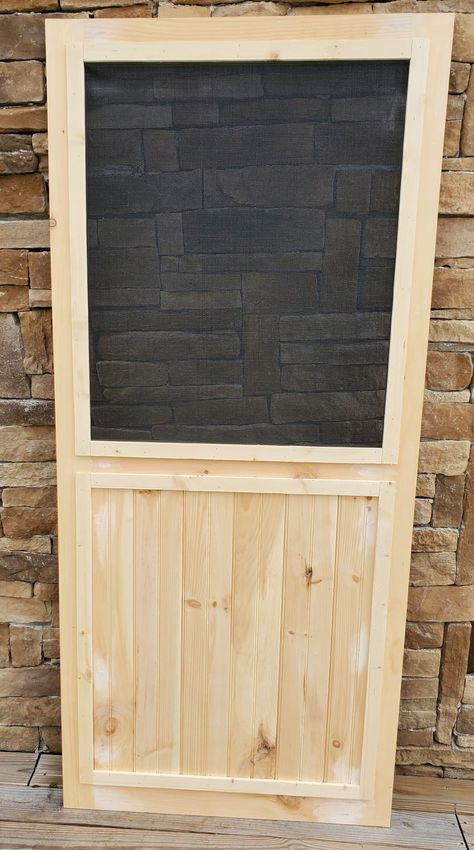 Diy Wooden Screen Door, Wooden Screen Door Ideas, Mobile Home Front Door, Latest Window Designs, Cedar Screen, Picket Projects, Screen Door Ideas, Custom Screen Doors, Wood Screen Doors