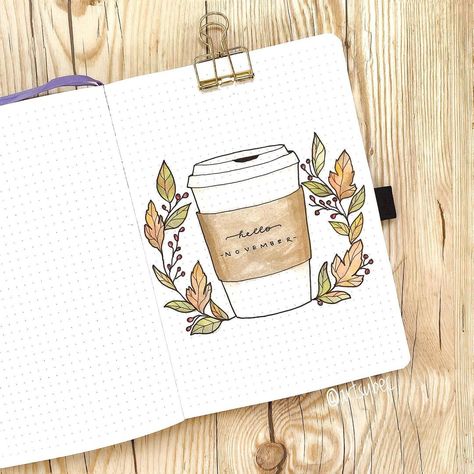 Rebecca on Instagram: “All the fall things ✌️🍁☕️. #bulletjournal #bulletjournaling #bulletjournallove #bulletjournalcollections #bulletjournalcommunity…” November Journal Ideas, Beautiful Cover Page, Journal November, Ballet Journal, Bujo Spreads, Bullet Journal Month, Bullet Journal 2020, Journal Layouts, Bullet Journal Hacks