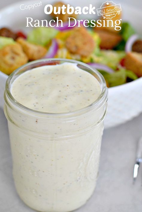 Steakhouse Ranch Dressing, Copycat Ranch Dressing Recipe, Outback Steakhouse Ranch Dressing, Outback Ranch Dressing Recipe, Outback Ranch Dressing, Outback Ranch, House Salad Recipe, Copycat Outback, Ranch Dressing Recipe