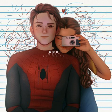 Peter Parker X Mj, Peter And Mj, Spiderman Drawing, Black Widow Movie, Amazing Spiderman Movie, Fandom Art, Spiderman Spider, Marvel Artwork, Spiderman Pictures