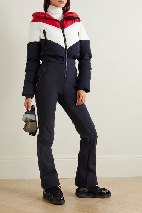 Take the planning out of packing for the slopes with Fusalp's ski suit. Made from the brand's water-repellent softshell material, it has a quilted jacket that cinches at the adjustable waist and falls to bootcut pants. The V-shaped color-blocking is a brand signature. Ski Resort Outfit, Cute Ski Outfits, Ski Outfit For Women, Hiking Pics, Ski Outfits, Womens Ski, Trip Outfit, Fox Fur Jacket, Thai Wedding