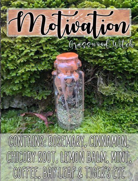 Motivation Spell Bottle Spell Jar For Motivation, Motivation Jar Spell, Spell For Motivation And Focus, Herbs For Motivation Witchcraft, Spell Bottles Witchcraft, Spell Jar Motivation, Motivation Spells Witchcraft, Spells For Motivation, Motivation Witchcraft