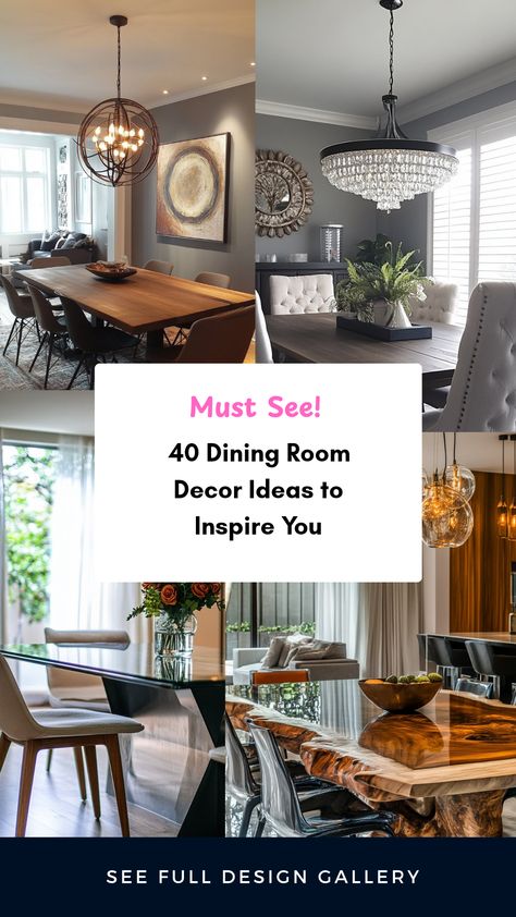 Struggling to find the perfect look for your dining room? Discover 40 creative dining room decor ideas that will rejuvenate your space and give it a fresh new vibe. Whether you’re interested in contemporary styles, rustic chic designs, or modern elegance, our collection offers plenty of inspiration. Enhance your dining area with beautiful color palettes, unique lighting solutions, and stylish furniture arrangements. It's time to make your dining room the heart of your home with the perfect decorations and ideas. Dining Room Dark Table Light Chairs, Black And White Dining Room Ideas, Moody Dining Room Ideas, Dining Room Furniture Ideas, Creative Dining Room, Moody Dining Room, Dining Room Glam, Black And White Dining Room, Rustic Chic Design