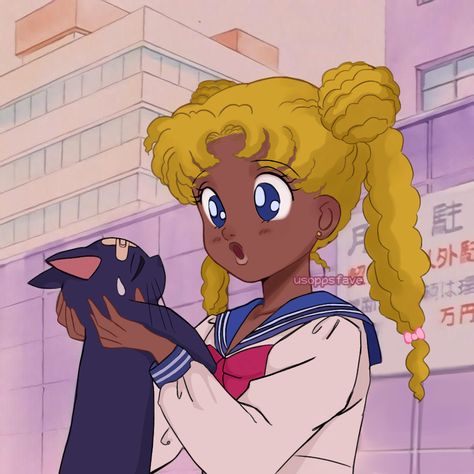 black edit of usagi from sailor moon! Black Sailor Moon Wallpaper, Black Sailor Moon Pfp, Black Sailor Moon Art, Sailor Moon Aesthetic Icon, Usagi Aesthetic, Usagi Pfp, Black Magical Girl, Sailor Moon Black Lady, Black Lady Sailor Moon