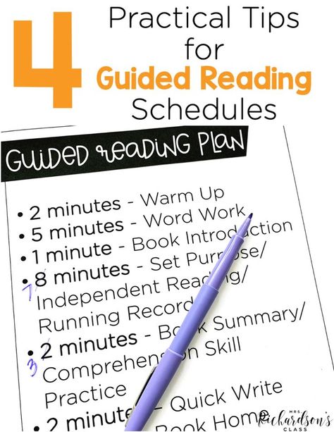 Grab these 4 tips to make the most out of your guided reading schedule and fit in all of the important components. A must-read for kindergarten, first grade, and second grade teachers. #GuidedReading #Literacy Book With Activity, Literacy Block Schedule, Block Schedule, Reading Schedule, Guided Reading Lesson Plans, Guided Reading Activities, Guided Reading Kindergarten, Guided Reading Books, Guided Reading Lessons