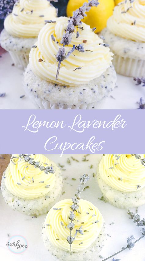 These LEMON POPPYSEEDS CUPCAKES with LEMON LAVENDER FROSTING are the perfect combination of citrus-floral, for an interesting cupcake falvour. Recipes For Healthy Eating, Lemon Lavender Cupcakes, Lavender Frosting, Bread Christmas, Lavender Cupcakes, Simple Family Meals, Lavender Recipes, Sweet Snacks Recipes, Lemon Lavender