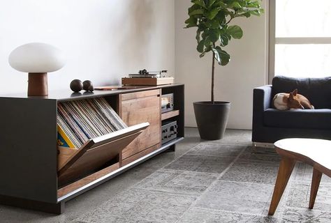 Listening Room Ideas, Audio Console, Lp Storage Cabinet, Music Setup, Turntable Setup, Hifi Room, Audiophile Room, Home Music Rooms, Cabinet Inspiration