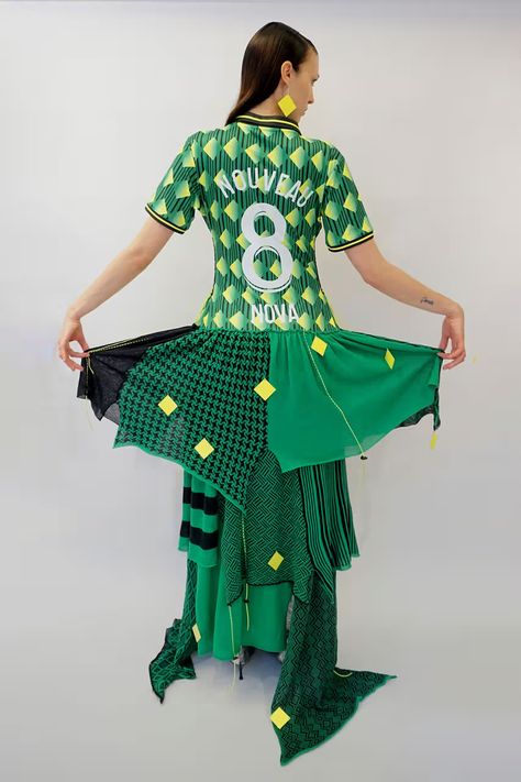 Umbro Launches New Upcycling Campagin With Nova Nørgaard | Hypebeast Style For Short Women, Fashion Designer Aesthetics, Ropa Upcycling, Fashion Editorial Layout, Football Fashion, Into Fashion, Outfit Layout, Fashion Statements, Upcycled Fashion