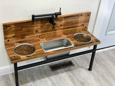 Dog Food Station, Pet Station, Raised Dog Feeder, Dog Feeding Station, Dog Corner, Cat Hotel, Dog Bowl Stand, Feeding Station, Diy Outdoor Decor