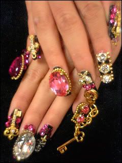 Ageha Nails by YukiMatsumoto on DeviantArt Wacky Nails, Badass Nails, Easy Nail Polish, Rokku Gyaru, Gyaru Nails, Nail Polish Tutorial, Agejo Gyaru, Japanese Nail Art, Crazy Nails