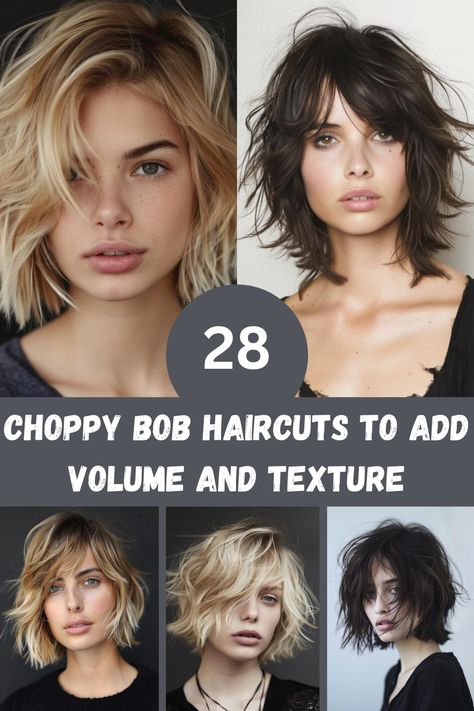 Want to add some edge to your look? These 28 choppy bob haircuts are perfect for creating volume and texture. Featuring playful layers and tousled finishes, each style offers a modern twist on the classic bob. Discover how to style and maintain these looks for a fresh and vibrant appearance. Shaggy Bob Chin Length, Shirt Choppy Hair, Choppy Bob Thick Hair, Choppy Bob Hairstyles 2024, Texture Bob Haircut, Bob 2024 Hair, Flicky Bob, Choppy Bob Hairstyles For Fine Hair Mid Length Medium Layered, Choppy Bob Hairstyles Messy Lob