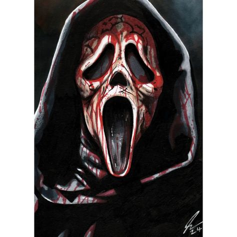 Drawings Of Ghost Face, Ghostface Mask Drawing, Ghostface Artwork, Scream Ghostface Drawing, Horror Characters Drawings, November Drawings, Horror Movie Drawings, Ghost Face Painting, Ghost Face Drawing