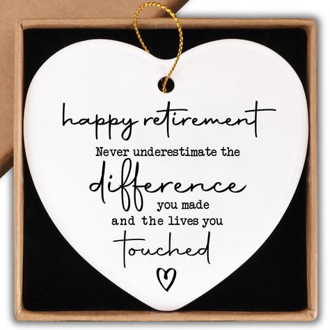 PRICES MAY VARY. 1.[Retired gifts for women]:this beautiful ornament makes a great keepsake gift ,printed with words ‘happy retirement never underestimate the difference you made and the lives you touched'',You will always cherish the people who love you. 2.[Perfect gifts]:this is a personalized keepsake, each ornament is made from porcelain ceramic,as the nice gift to celebrate their special day,the perfect keepsake nicely printed with warm phrase and heartfelt message. conveying your thoughts Farewell Coworker, Women Boss, Retirement Gifts For Women, Happy Retirement, Gift For Woman, Retirement Gift, Retirement Gifts, Keepsake Gift, Pebble Art